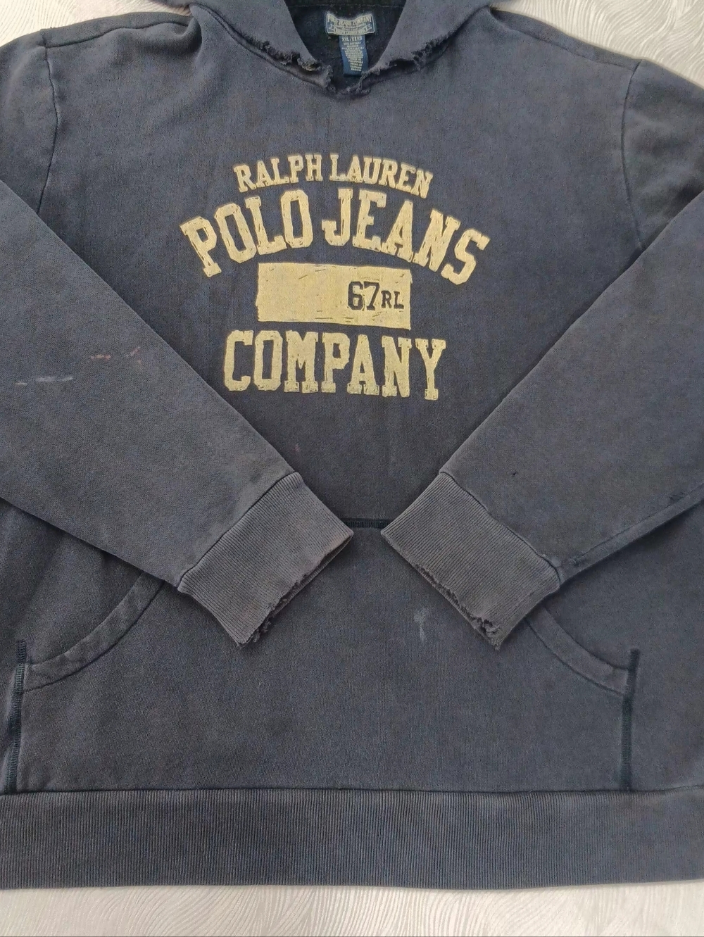 VTG Polo Jeans 67RL Ralph Lauren Hoodie Sweatshirt Men's XXL Distressed Grunge - Picture 5 of 16
